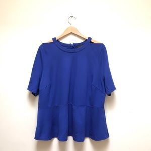 Eloquii | Cut Out Shoulder Short Sleeve Peplum Top